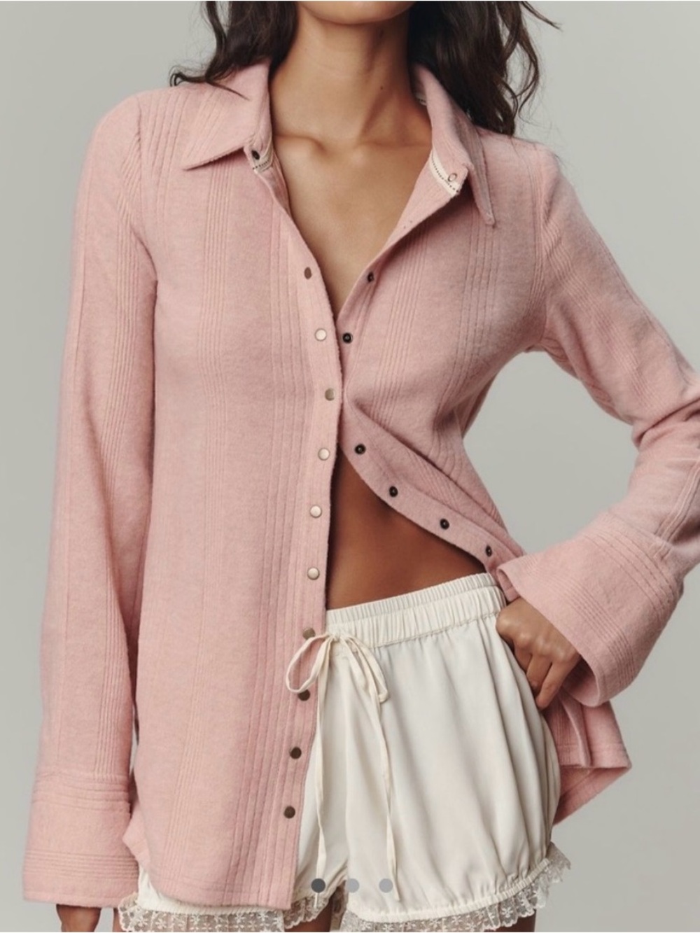 NWT Anthropologie Pilcro Brushed Button Down snap Front Cardigan Sweater size S - Picture 2 of 8